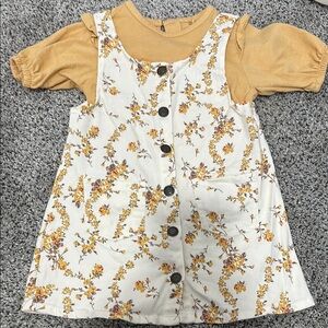 Floral Button-Down Dress with Mustard Top